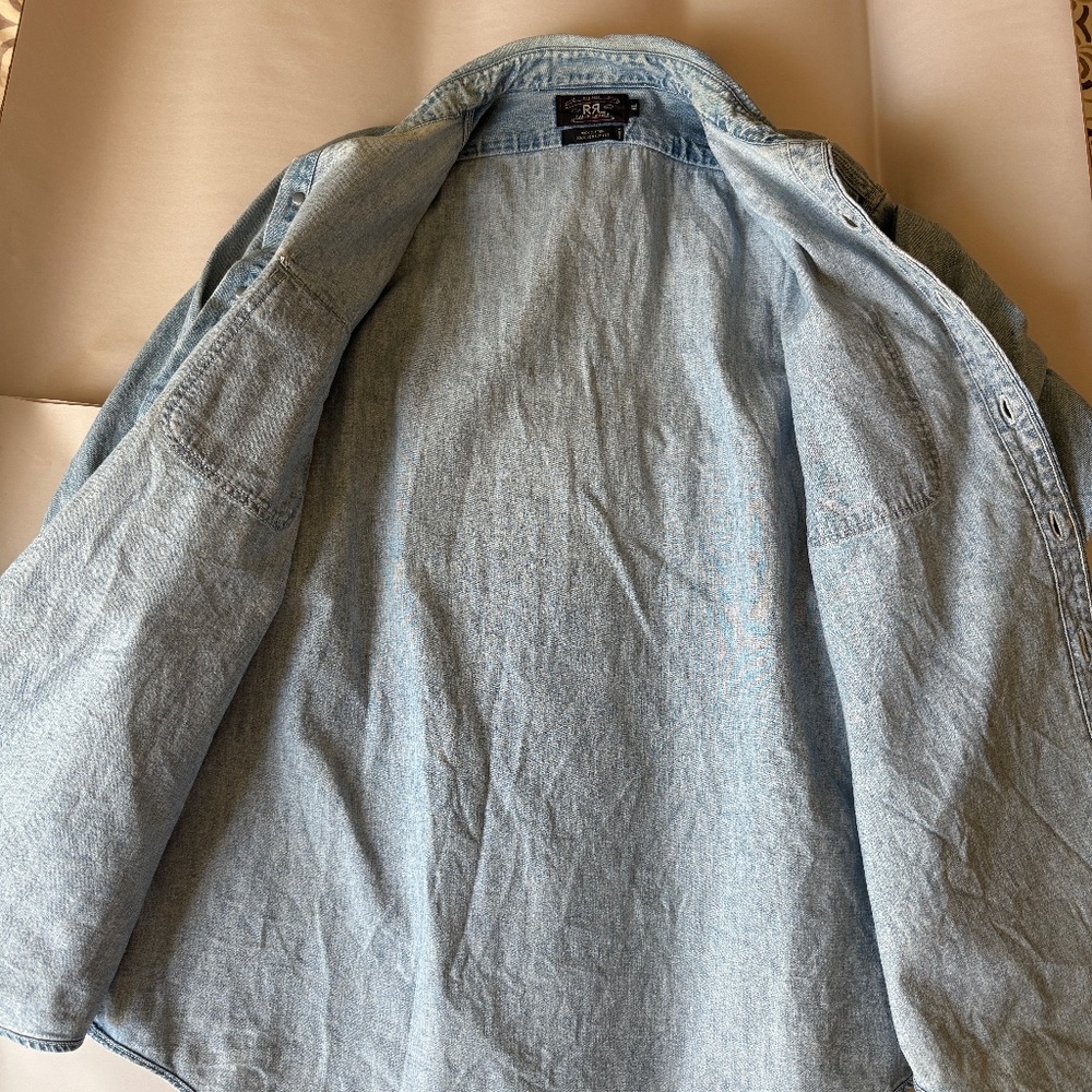 Rare 1993 Vintage RRL Ralph Lauren 3 Star Denim Work Shirt Men’s XL - Picture 4 of 7